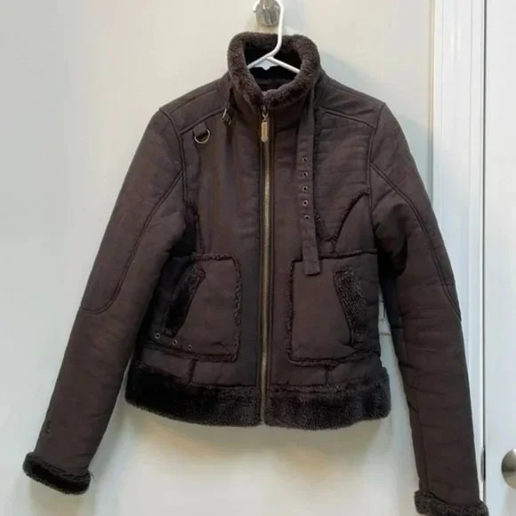 Women's Suede Presidio Hot Chocolate Fur Lined Jacket B by Burton S - Picture 10 of 10